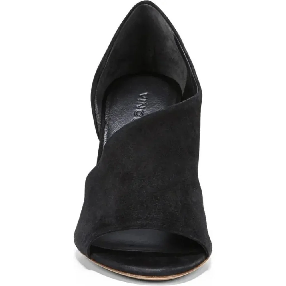 🆕 VINCE Persey Suede Jute Block Heel Pumps Sandal Shoes Black 9 - Picture 6 of 13